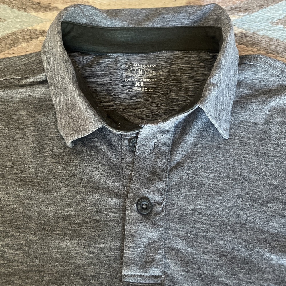 GH BASS & CO Mens XL‎ Stretch Polo Golf Shirt Comfort Heather Gray